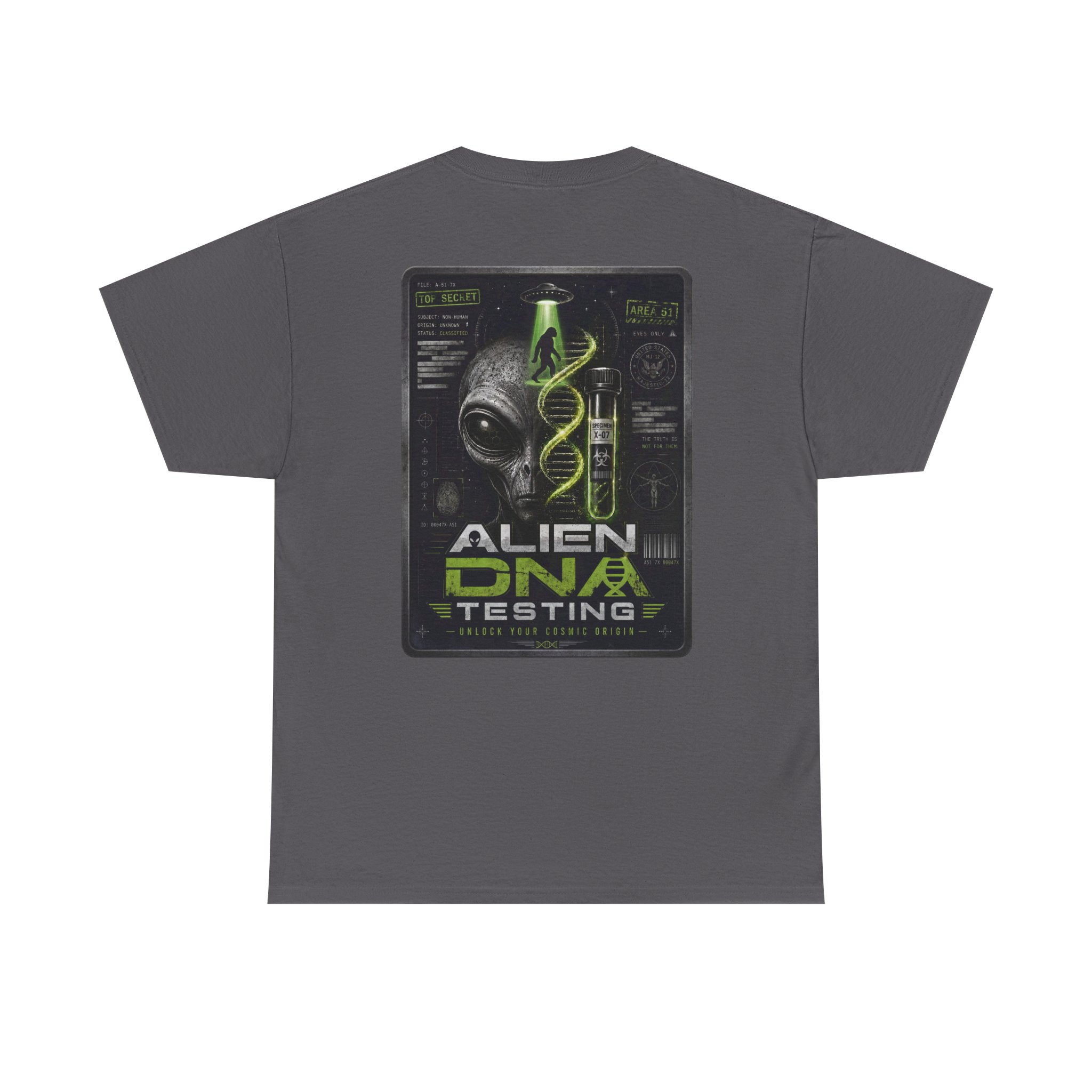 Alien DNA Testing — Area 51 Specimen File UFO Graphic T-Shirt - Image 68