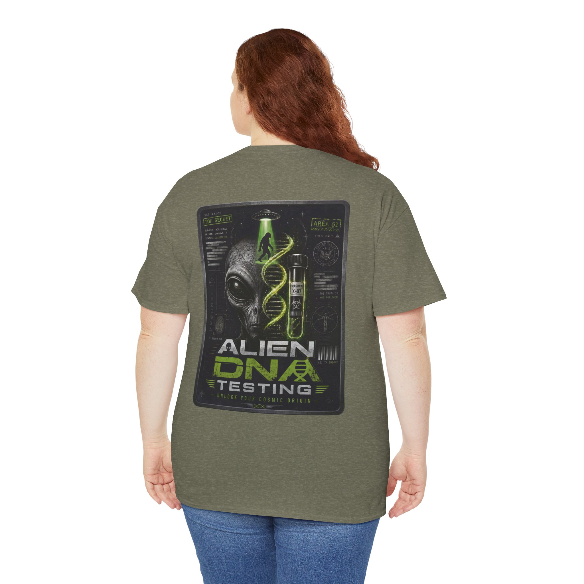 Alien DNA Testing — Area 51 Specimen File UFO Graphic T-Shirt - Image 31