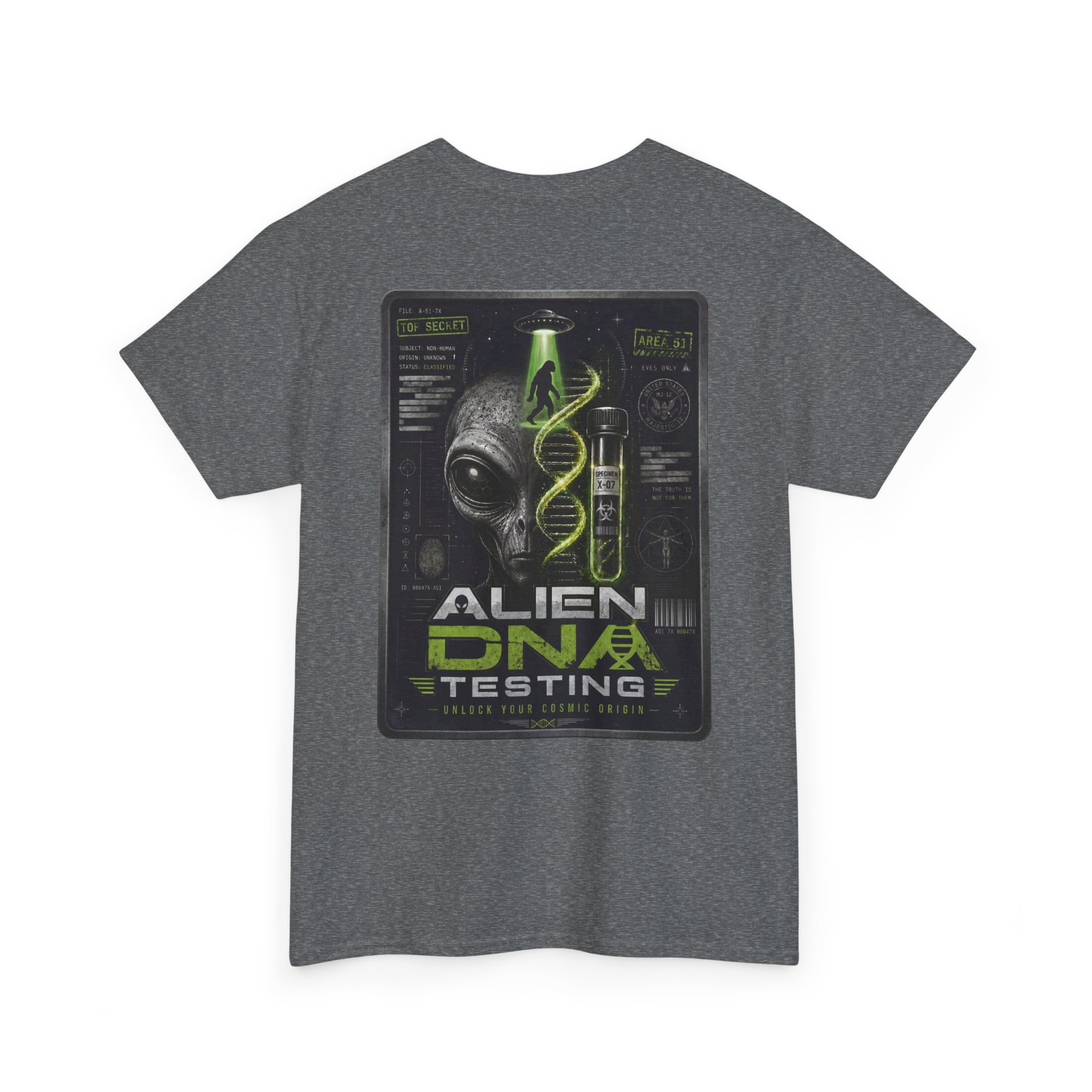 Alien DNA Testing — Area 51 Specimen File UFO Graphic T-Shirt - Image 38