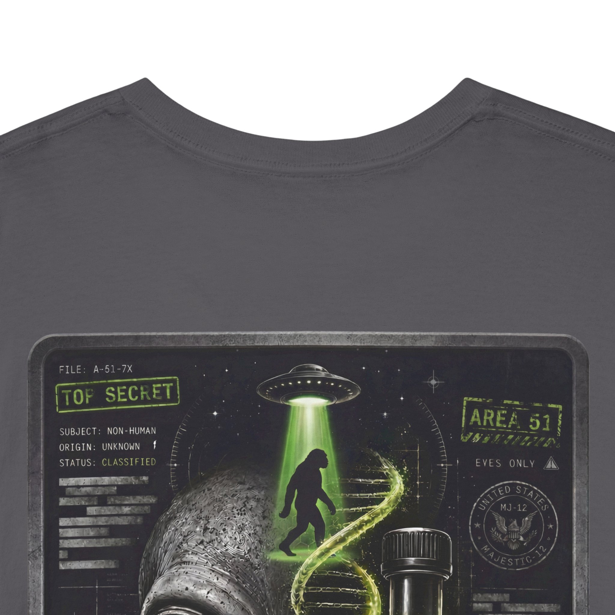 Alien DNA Testing — Area 51 Specimen File UFO Graphic T-Shirt - Image 74
