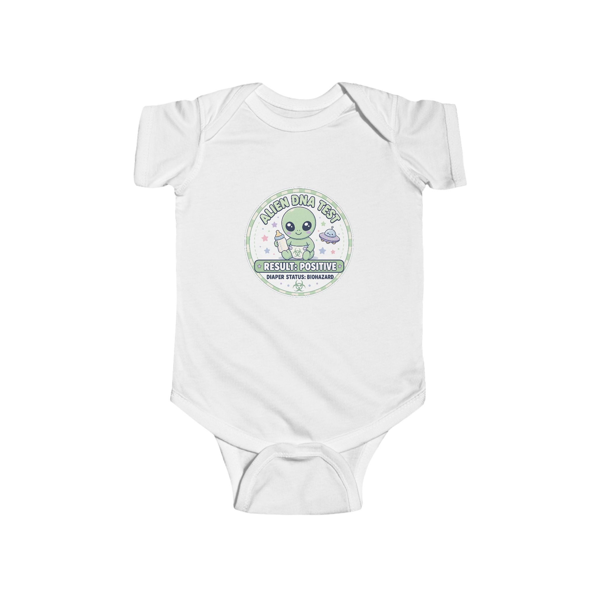 Alien DNA Test Baby Onesie – Result Positive Diaper Status Biohazard - Image 8