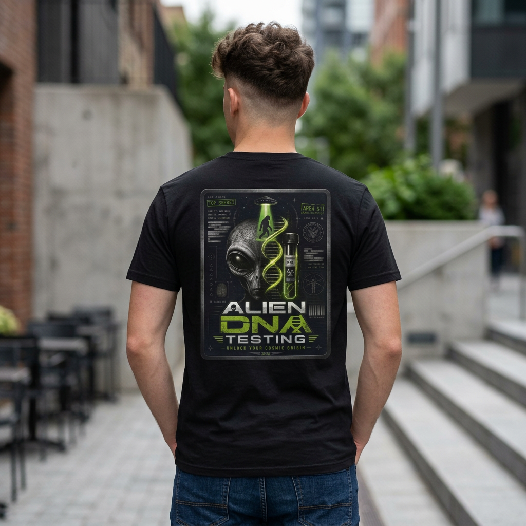 Alien DNA Testing — Area 51 Specimen File UFO Graphic T-Shirt