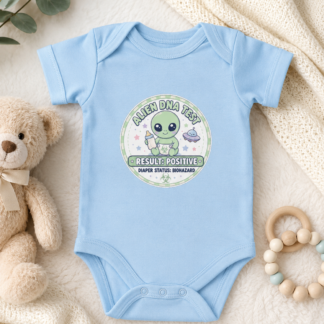 Alien DNA Test Baby Onesie – Result Positive Diaper Status Biohazard