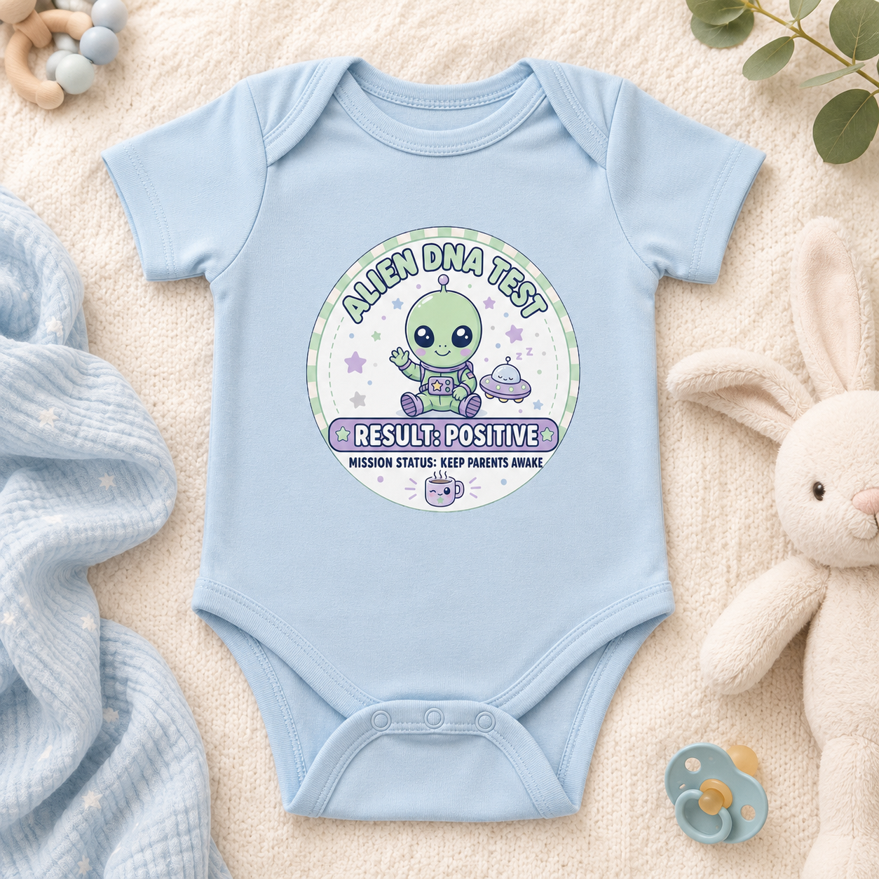 Alien DNA Test Baby Onesie – Mission Status Keep Parents Awake