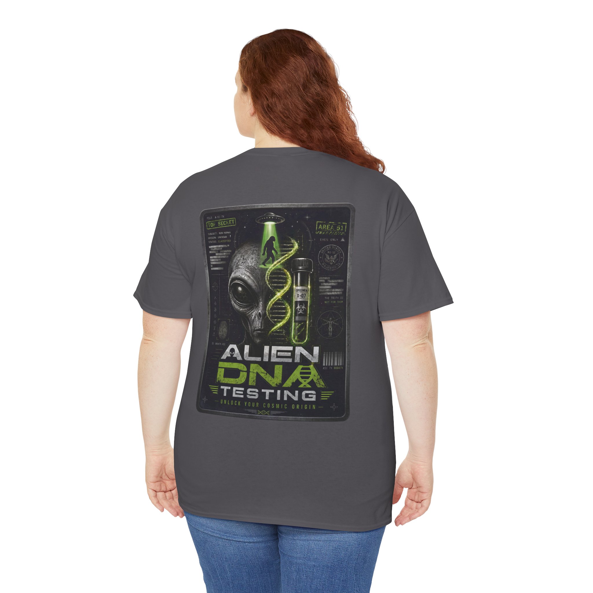 Alien DNA Testing — Area 51 Specimen File UFO Graphic T-Shirt - Image 79