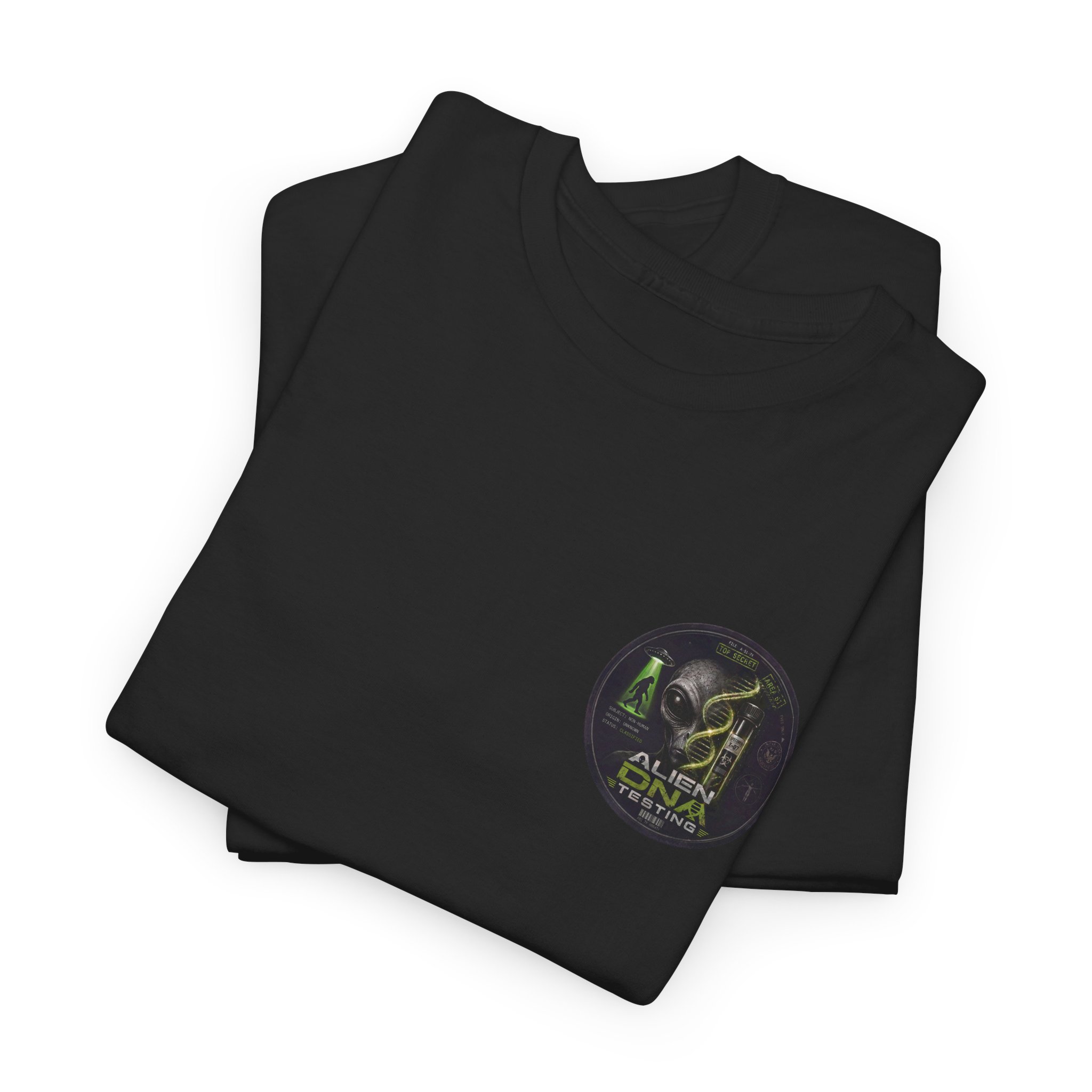 Alien DNA Testing — Area 51 Specimen File UFO Graphic T-Shirt - Image 7