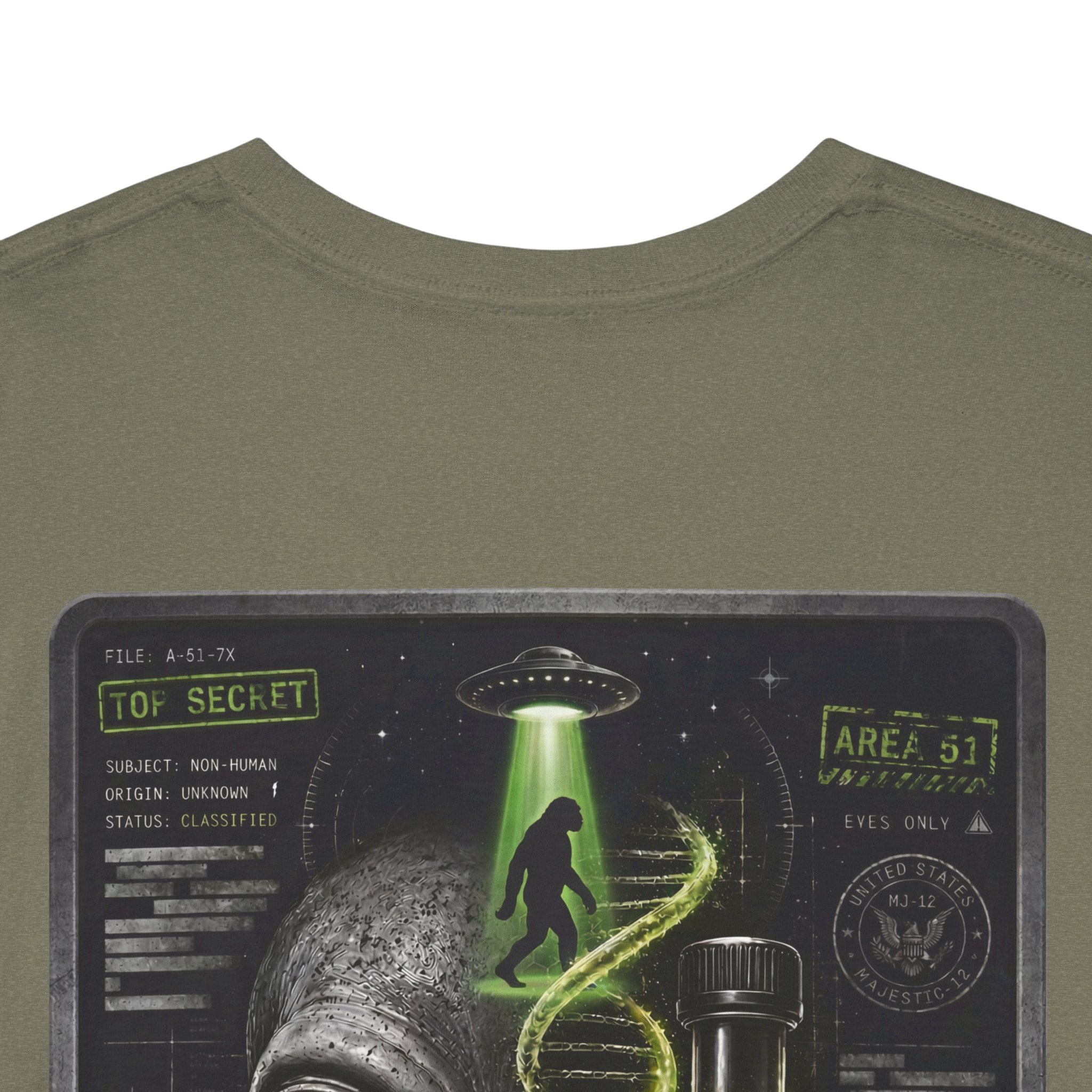 Alien DNA Testing — Area 51 Specimen File UFO Graphic T-Shirt - Image 26