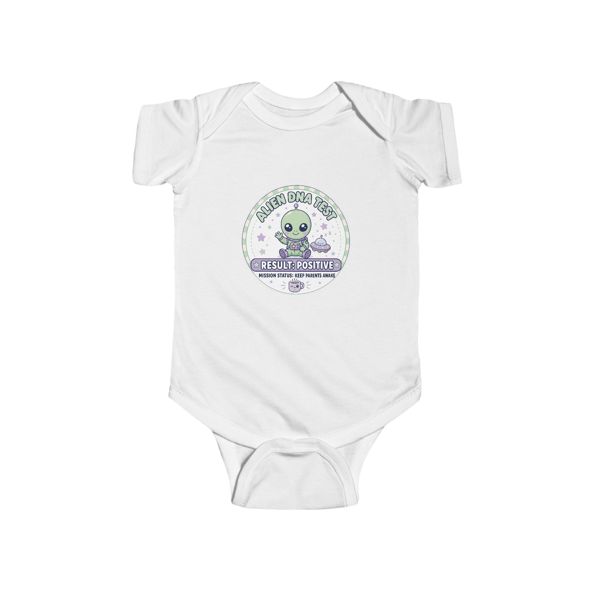 Alien DNA Test Baby Onesie – Mission Status Keep Parents Awake - Image 2