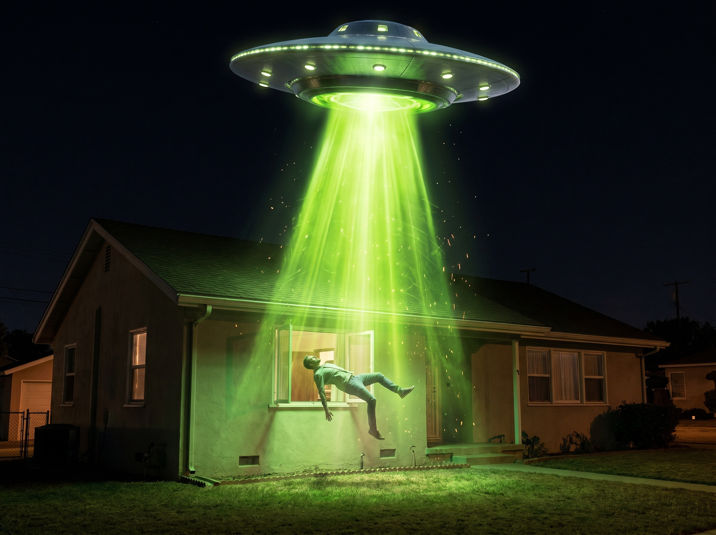 Tractor Beam Retrieval alien abduction encounter scene